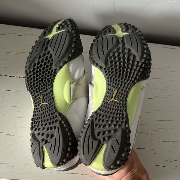 Y2K Puma Mostro Leather Sneakers Strap White Gray Yellow Sole Slip On Womens 7.5 - Picture 7 of 8